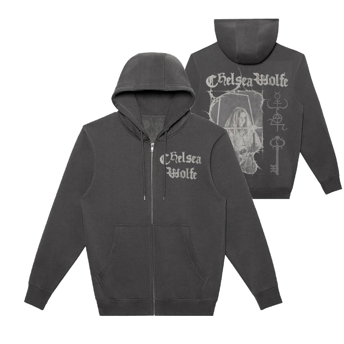 Briar Candle Veil on Vintage Black Zip Hoodie